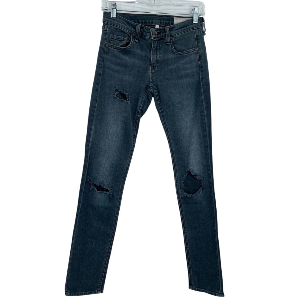 Rag & Bone The Dre Jeans Womens 24 Mansfield Blue Distressed Slim Boyfriend